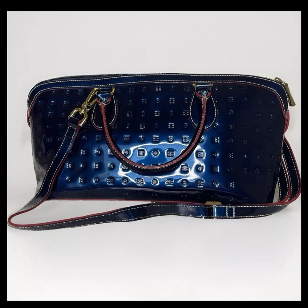 ARCADIA GENUINE PATENT LEATHER OCEANO SATCHEL/SHOULDER BAG MADE IN ITALY Exellen